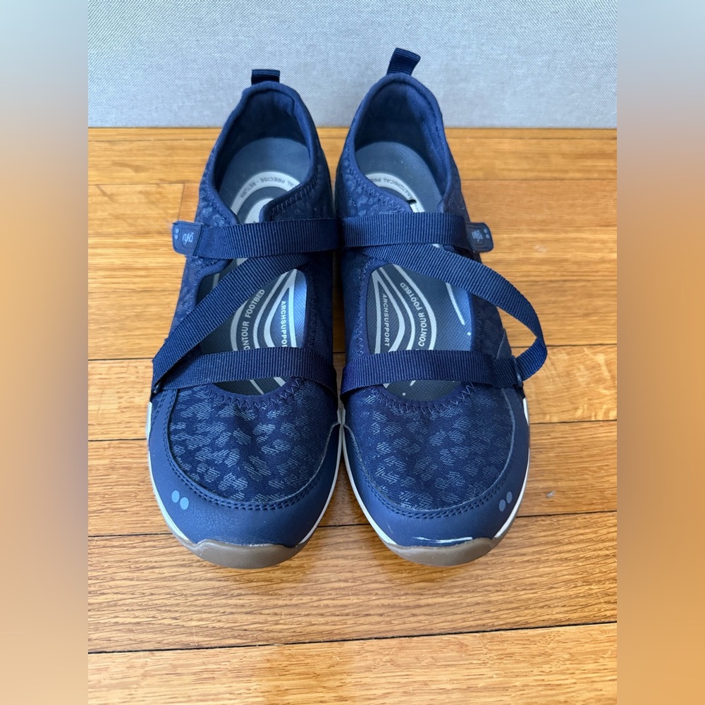 Ryka Kailee Mary Janes‎ Womens Sz 7.5M Blue White Comfort Slip On Mary Janes